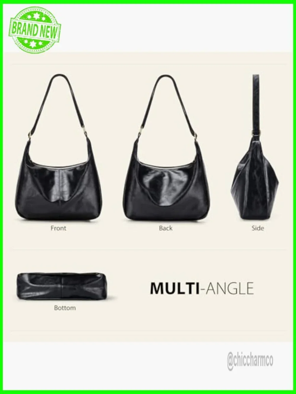 Soft Vegan Leather Hobo Bag Adjustable Strap Slouchy Purse Everyday Handbag